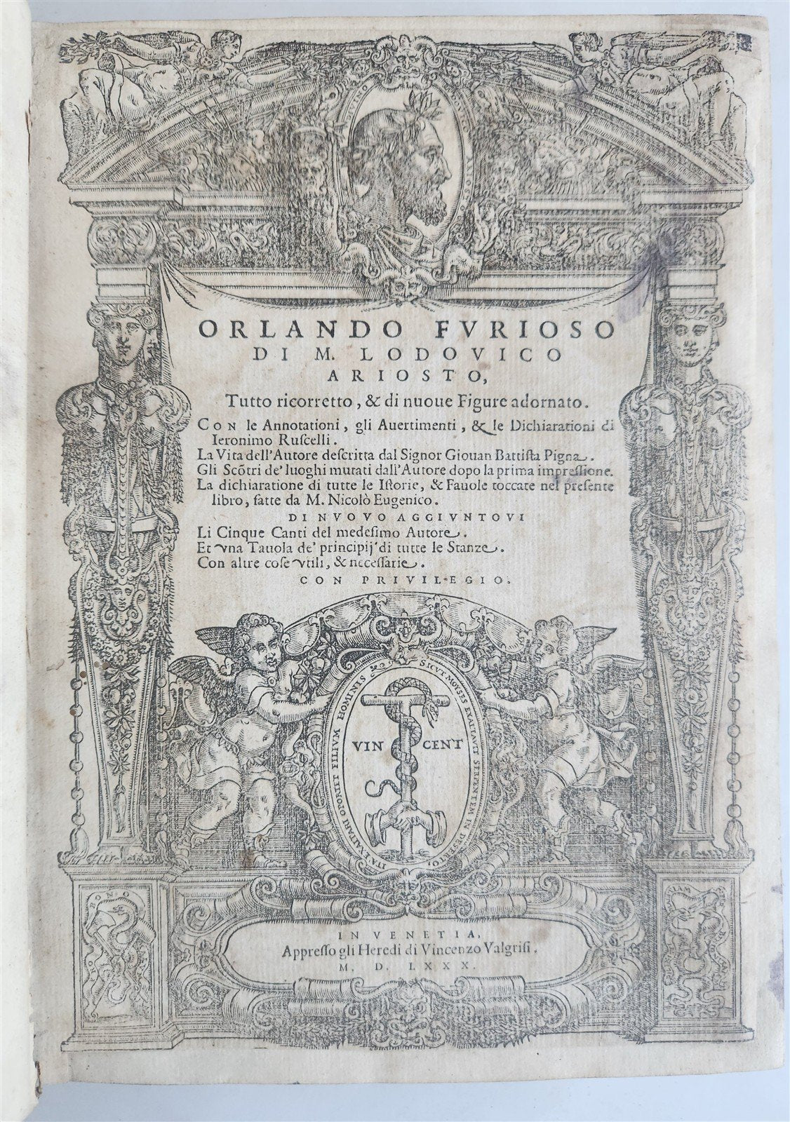 1580 ORLANDO FURIOSO by LUDOVICO ARIOSTO amazingly illustrated ANTIQUE 16th CENT
