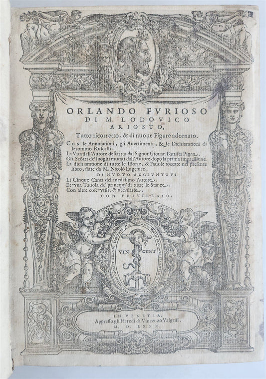 1580 ORLANDO FURIOSO by LUDOVICO ARIOSTO amazingly illustrated ANTIQUE 16th CENT