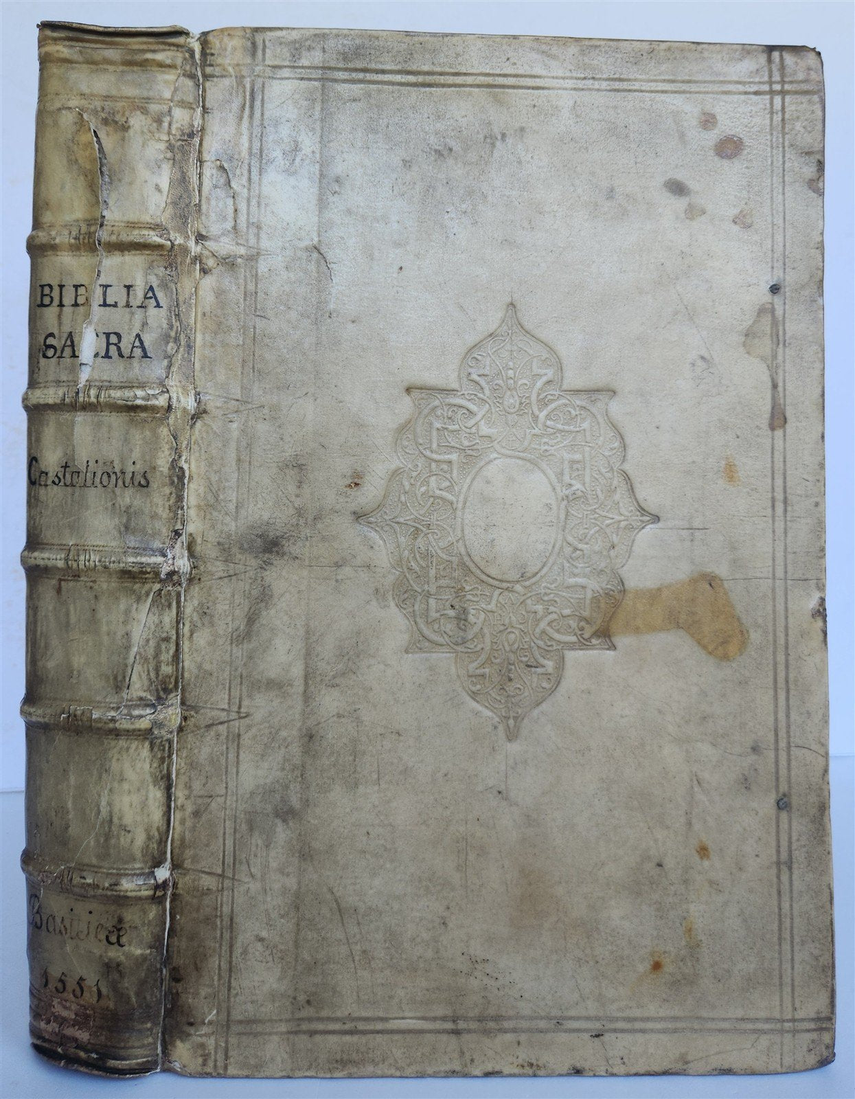 1554 BIBLE in LATIN ILLUSTRATED vellum bound folio ANTIQUE 16th CENTURY