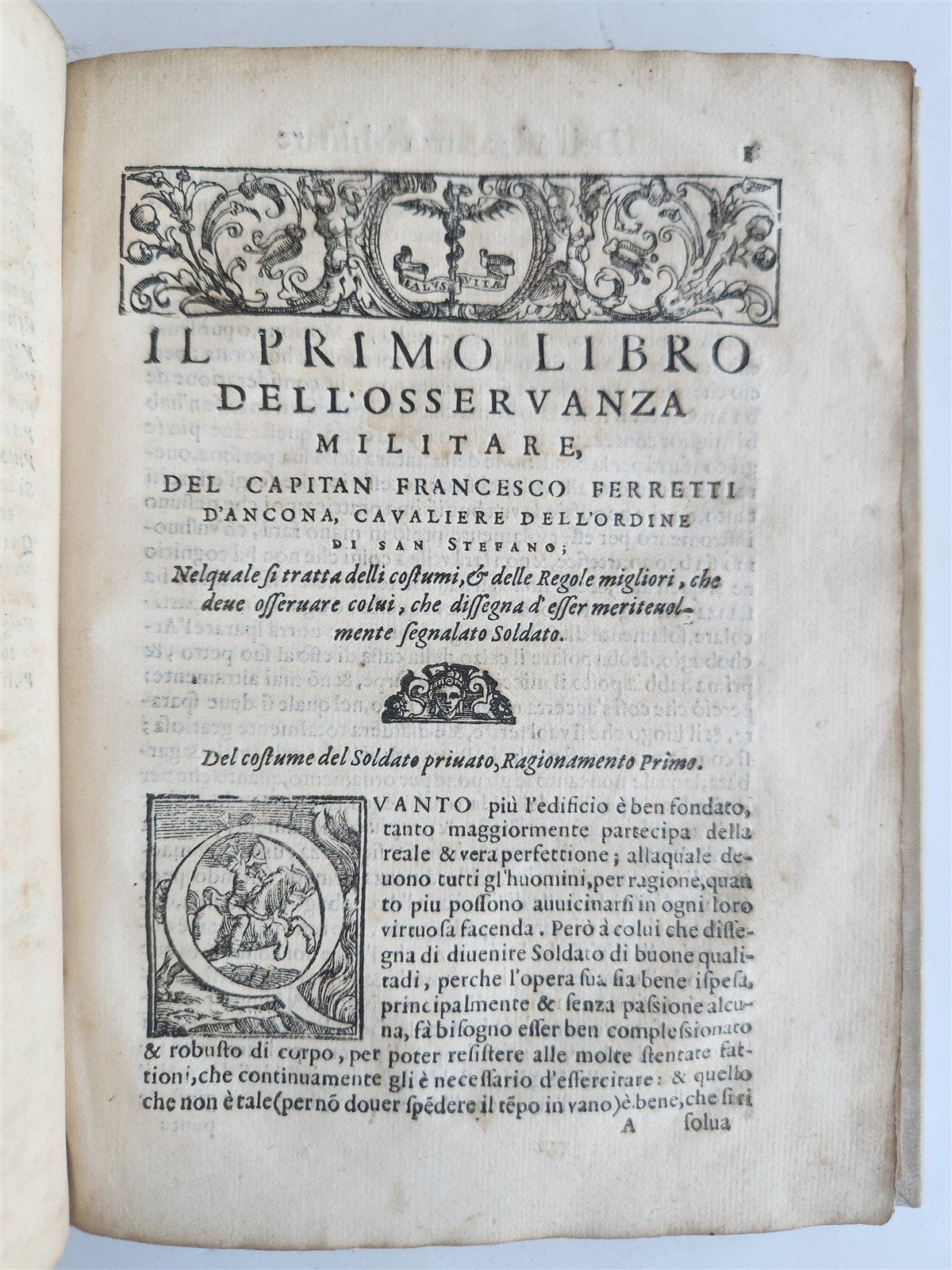 1576 ILLUSTRATED MILITARY TREATISE by Ferretti ANTIQUE Della osservanza militare