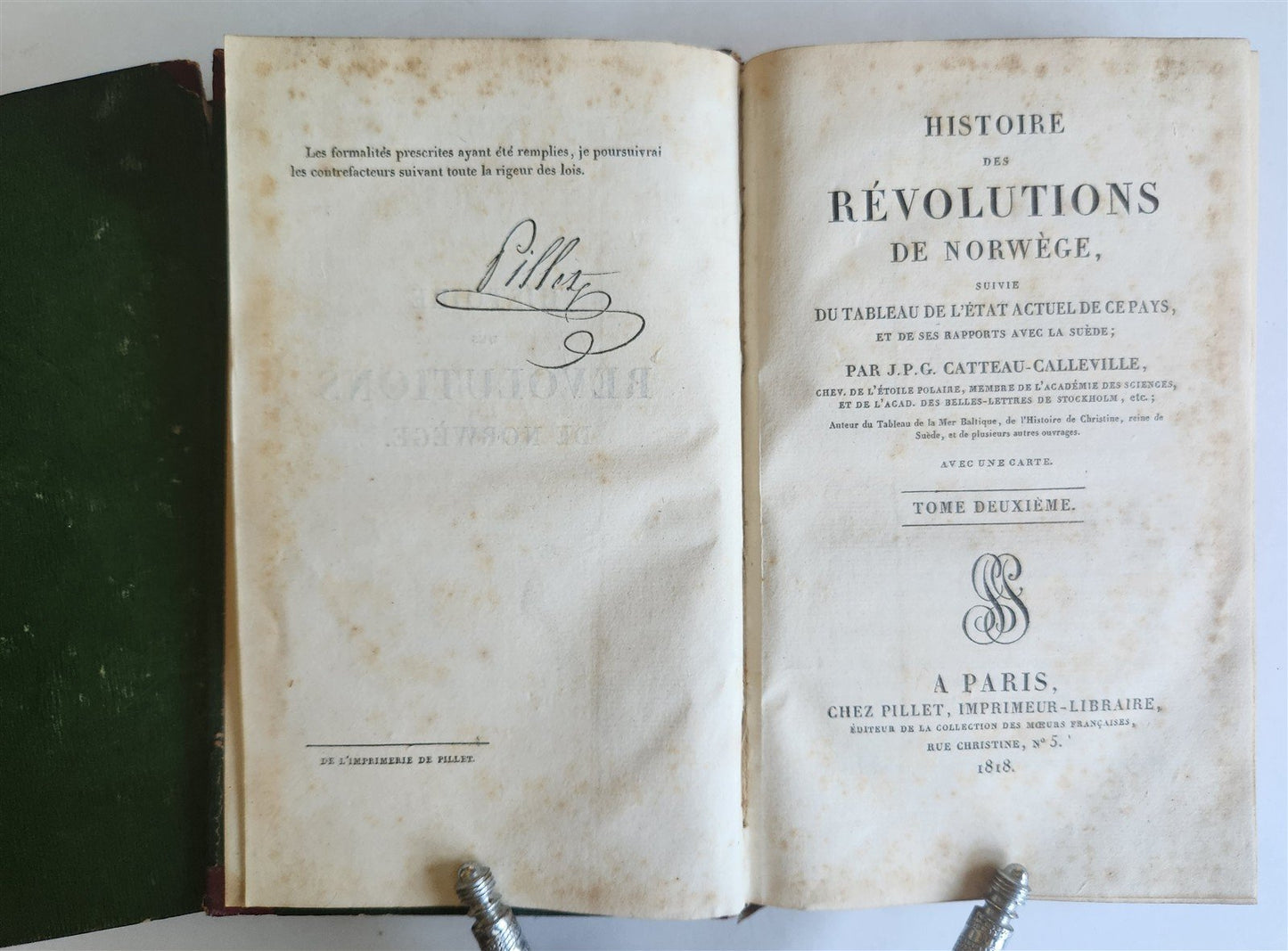1818 HISTOIRE des REVOLUTIONS de NORWEGE antique 2 VOLUMES w/ MAP