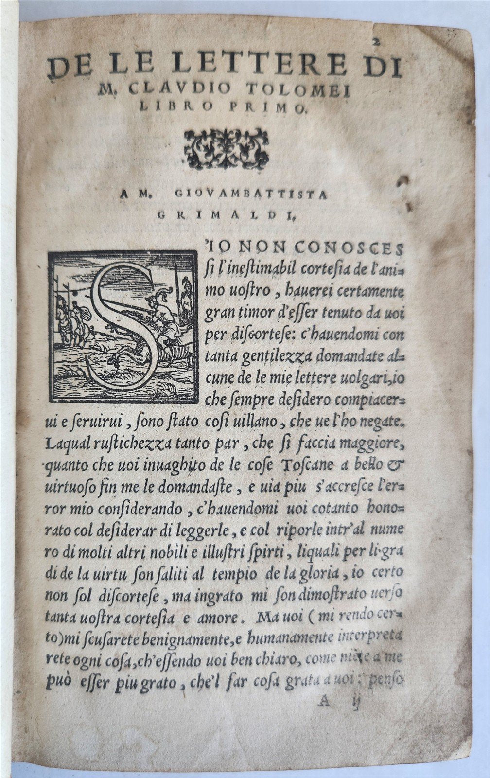 1554 DE LE LETTERE di M. CLAUDIO TOLOMEI ILLUSTRATED w/ MAP antique 16th CENTURY
