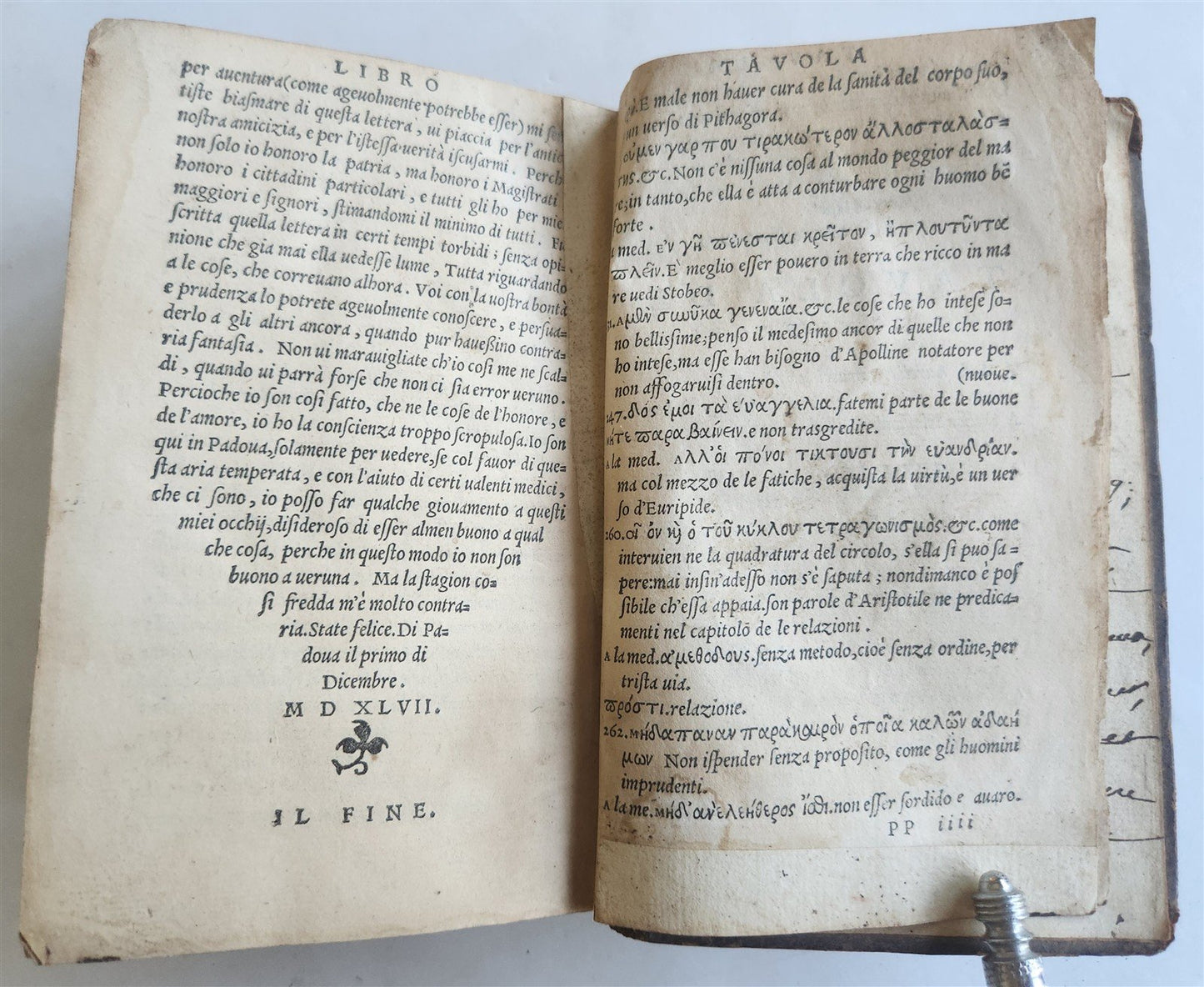1554 DE LE LETTERE di M. CLAUDIO TOLOMEI ILLUSTRATED w/ MAP antique 16th CENTURY