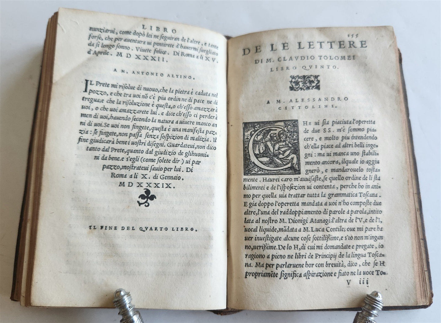 1554 DE LE LETTERE di M. CLAUDIO TOLOMEI ILLUSTRATED w/ MAP antique 16th CENTURY