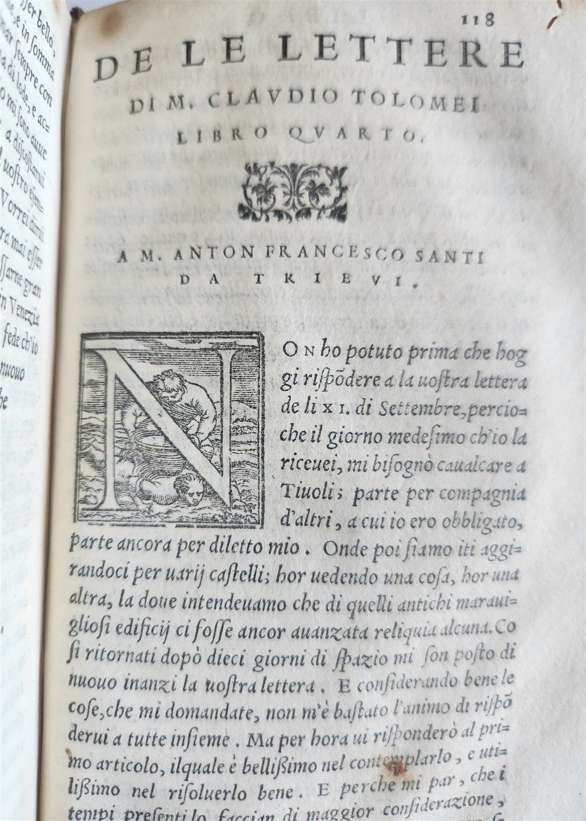 1554 DE LE LETTERE di M. CLAUDIO TOLOMEI ILLUSTRATED w/ MAP antique 16th CENTURY