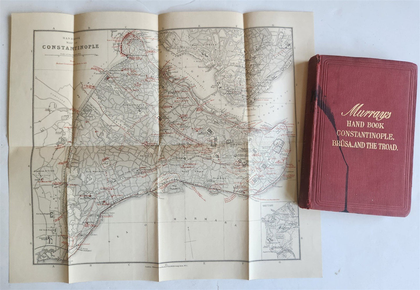 1907 HANDBOOK for TRAVELLERS in CONSTANTINOPLE antique ILLUSTRATED w/ MAPS