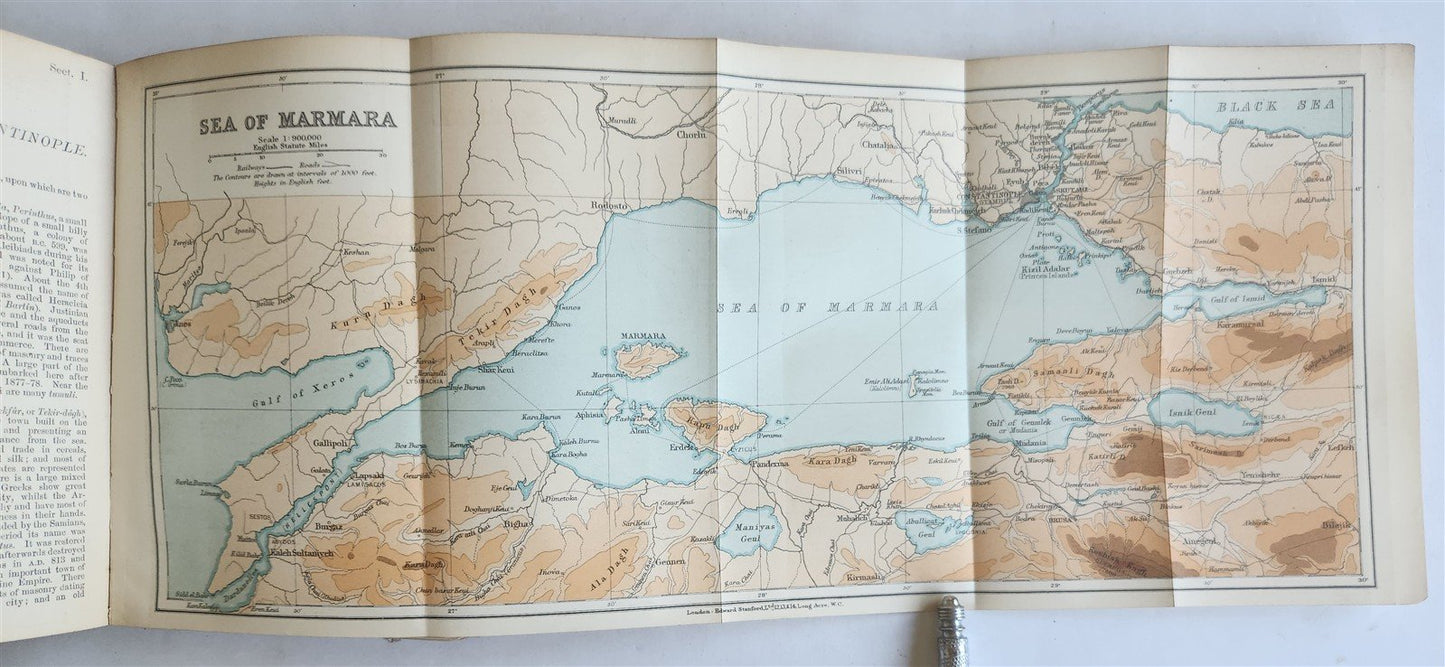 1907 HANDBOOK for TRAVELLERS in CONSTANTINOPLE antique ILLUSTRATED w/ MAPS