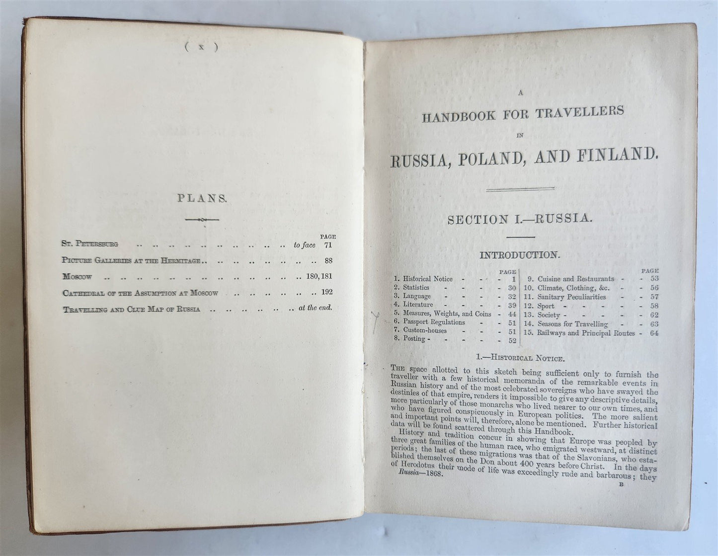 1868 HANDBOOK for TRAVELLERS in RUSSIA POLAND FINLAND antique ILLUSTRATED w/ MAP