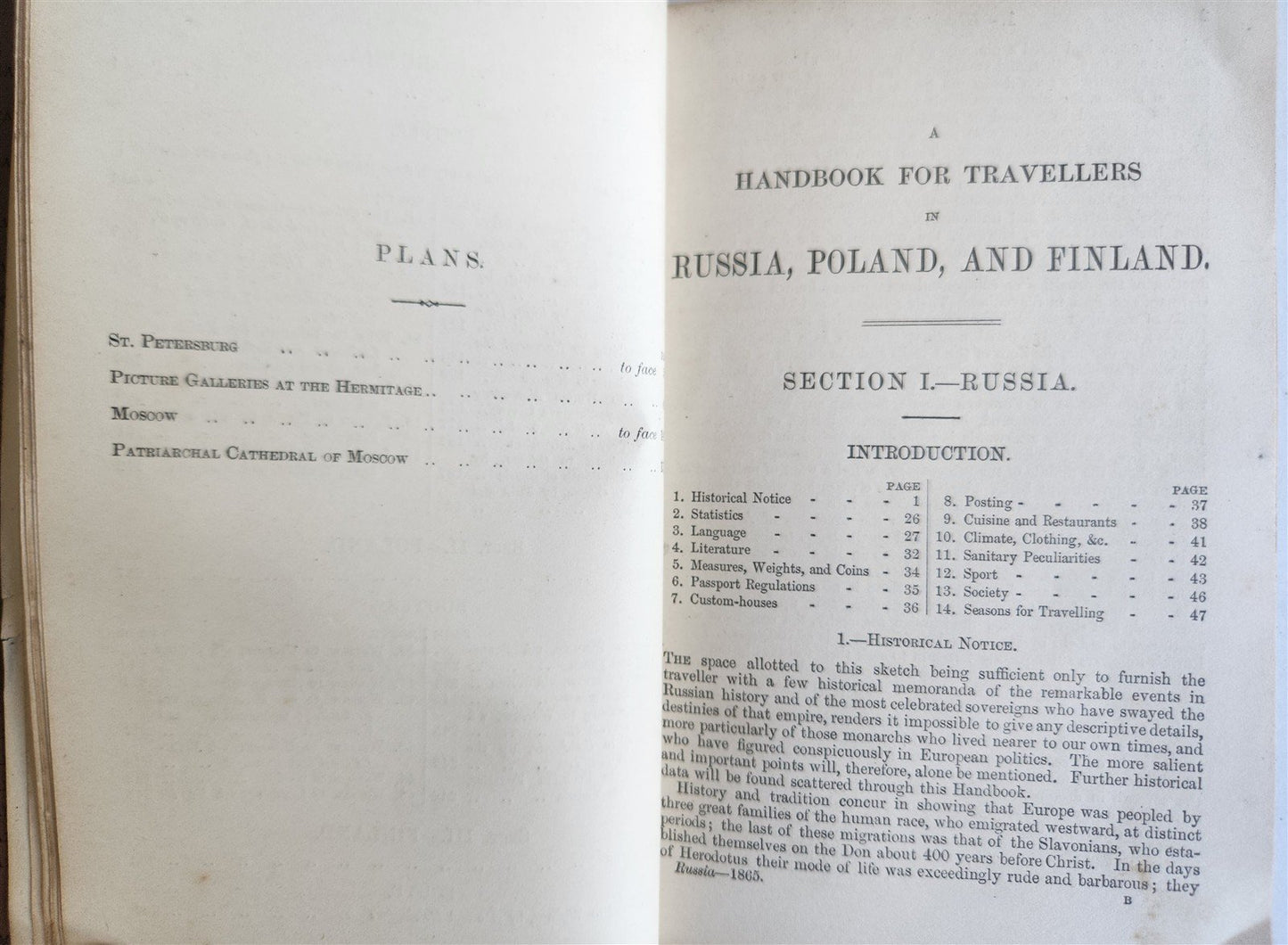 1865 HANDBOOK for TRAVELLERS in RUSSIA POLAND FINLAND antique ILLUSTRATED w/ MAP