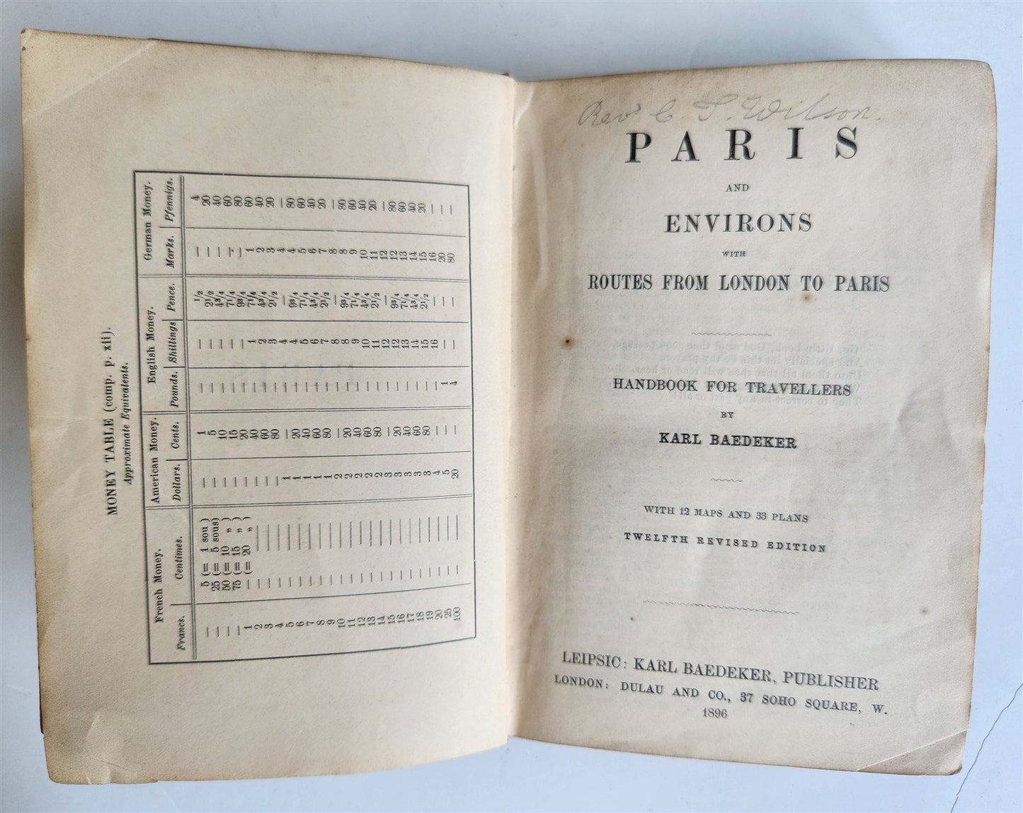 1896 BAEDERKER'S PARIS and ITS ENVIRONS antique ILLUSTRATED w/ MAPS & PLANS