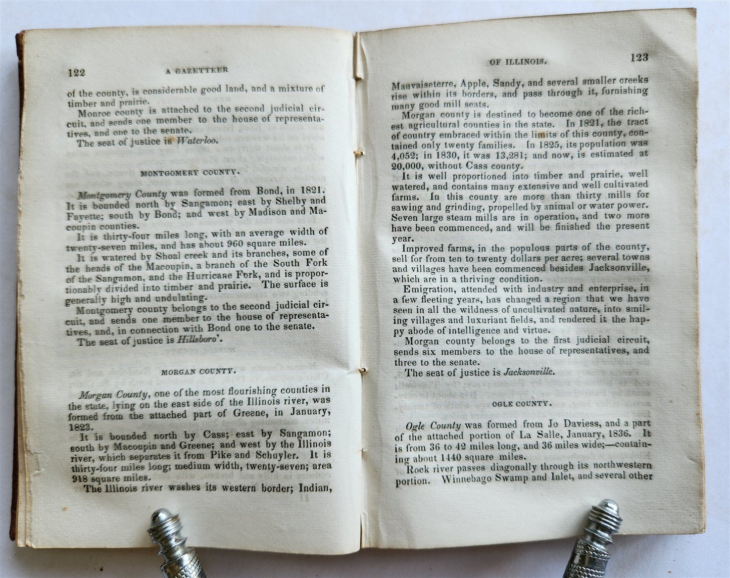 1837 PECK'S NEW GAZETTEER of ILLINOIS antique AMERICANA