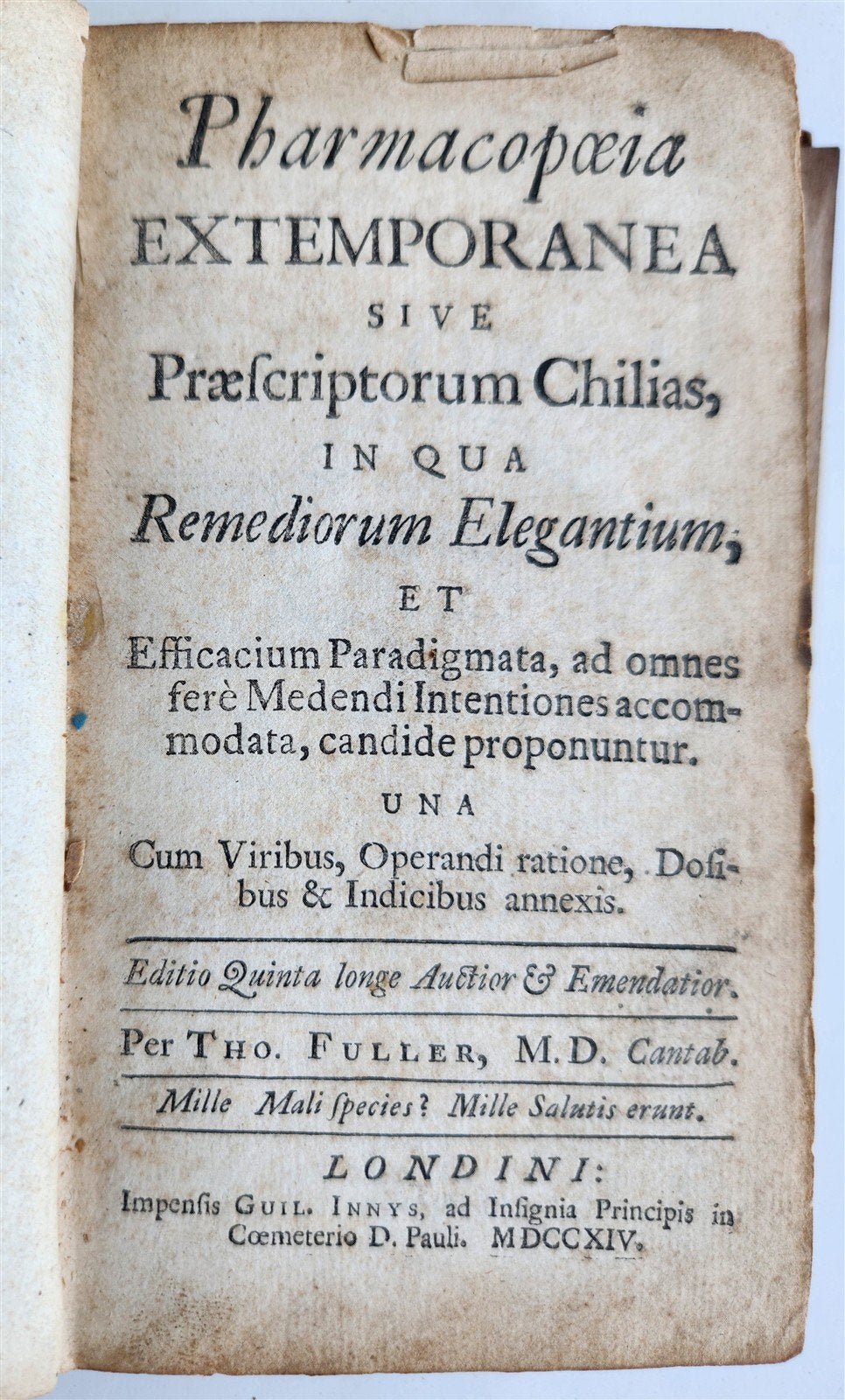 1714 Pharmacopoeia Extemporanea sive Praescriptorum Chilias antique