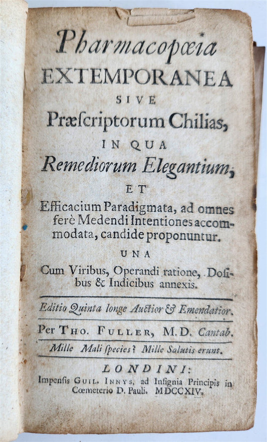 1714 Pharmacopoeia Extemporanea sive Praescriptorum Chilias antique