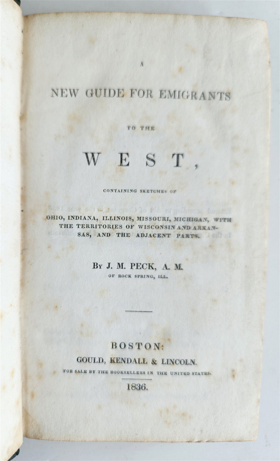 1836 PECK'S NEW GUIDE for EMIGRANTS to the WEST antique AMERICANA