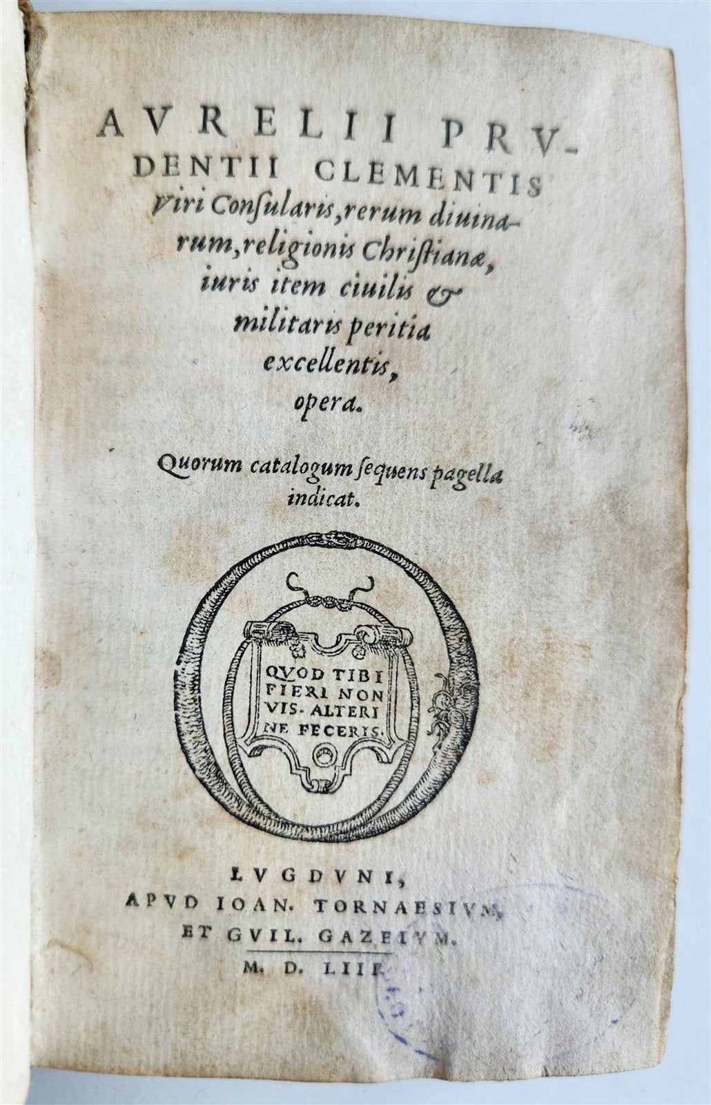 1553 POETRY by PRUDENTIUS antique 16th CENTURY vellum binding