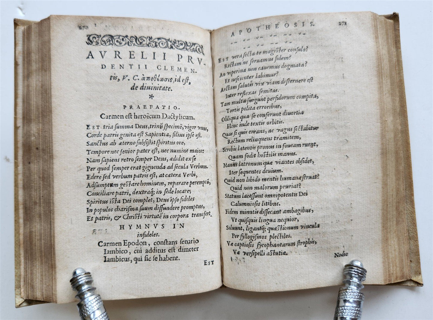 1553 POETRY by PRUDENTIUS antique 16th CENTURY vellum binding