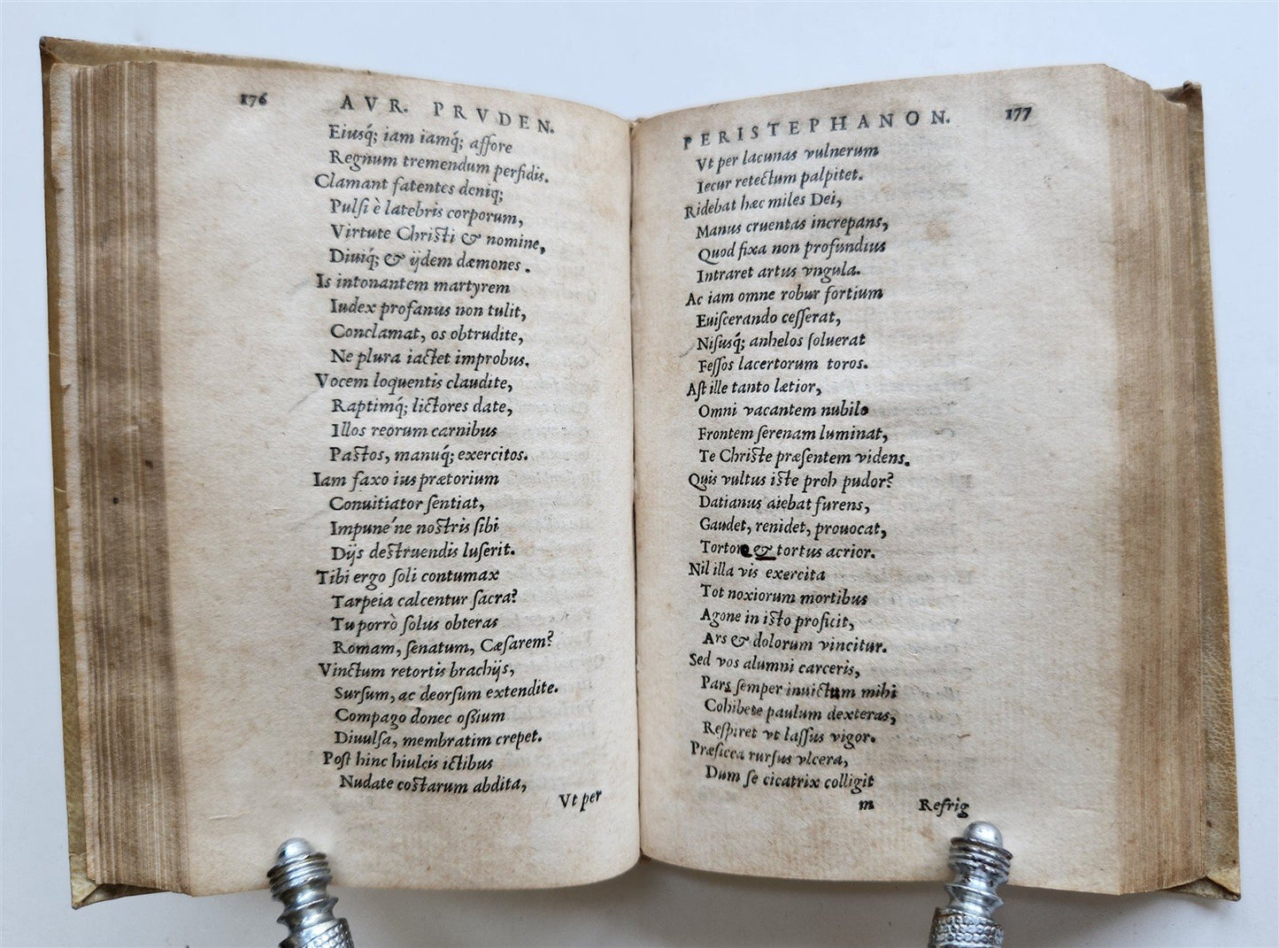 1553 POETRY by PRUDENTIUS antique 16th CENTURY vellum binding