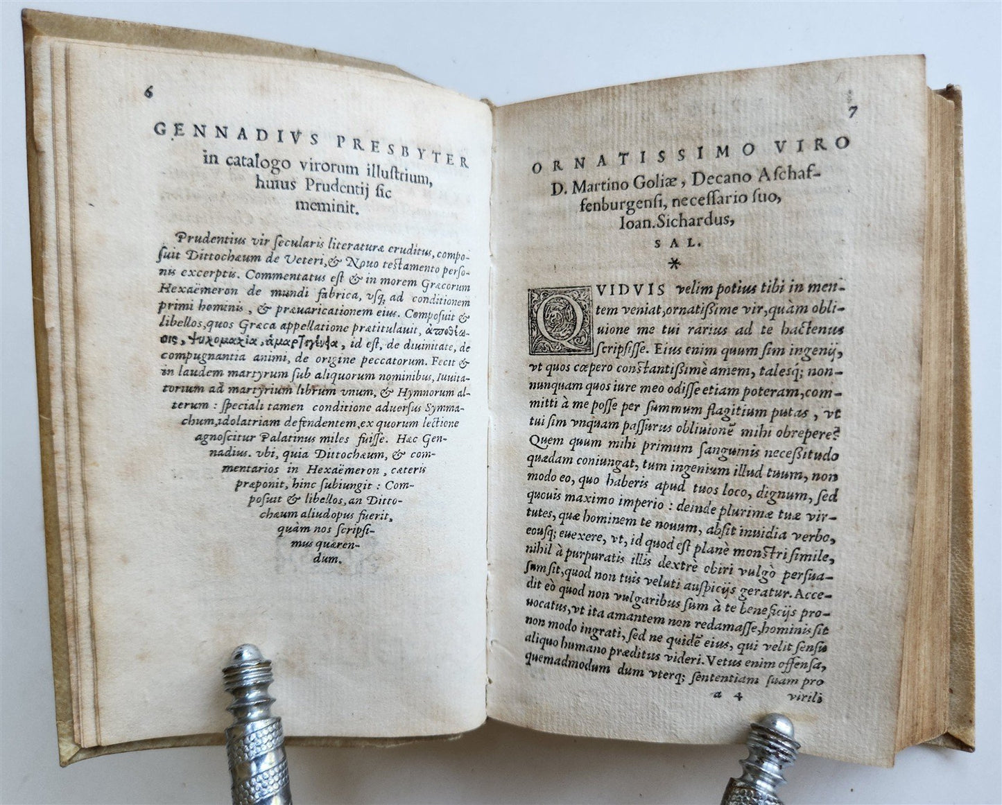 1553 POETRY by PRUDENTIUS antique 16th CENTURY vellum binding