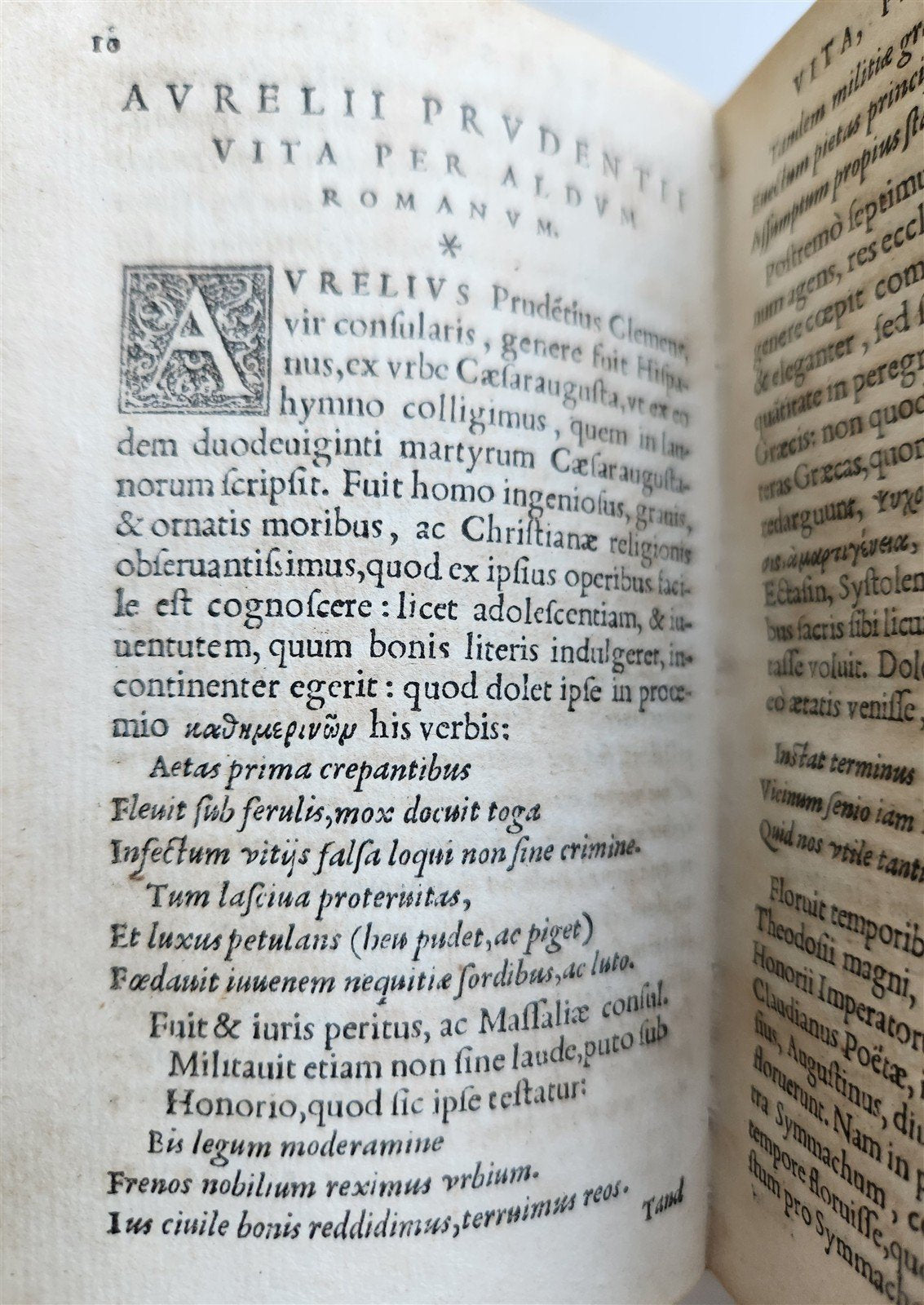 1553 POETRY by PRUDENTIUS antique 16th CENTURY vellum binding