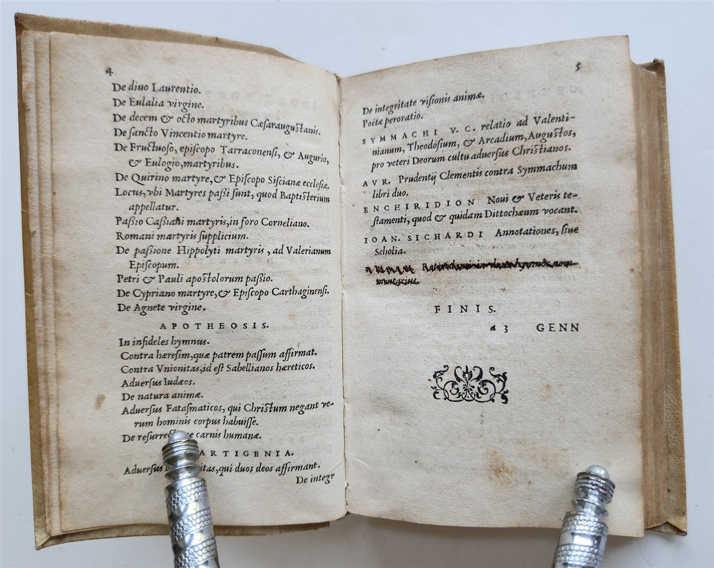 1553 POETRY by PRUDENTIUS antique 16th CENTURY vellum binding