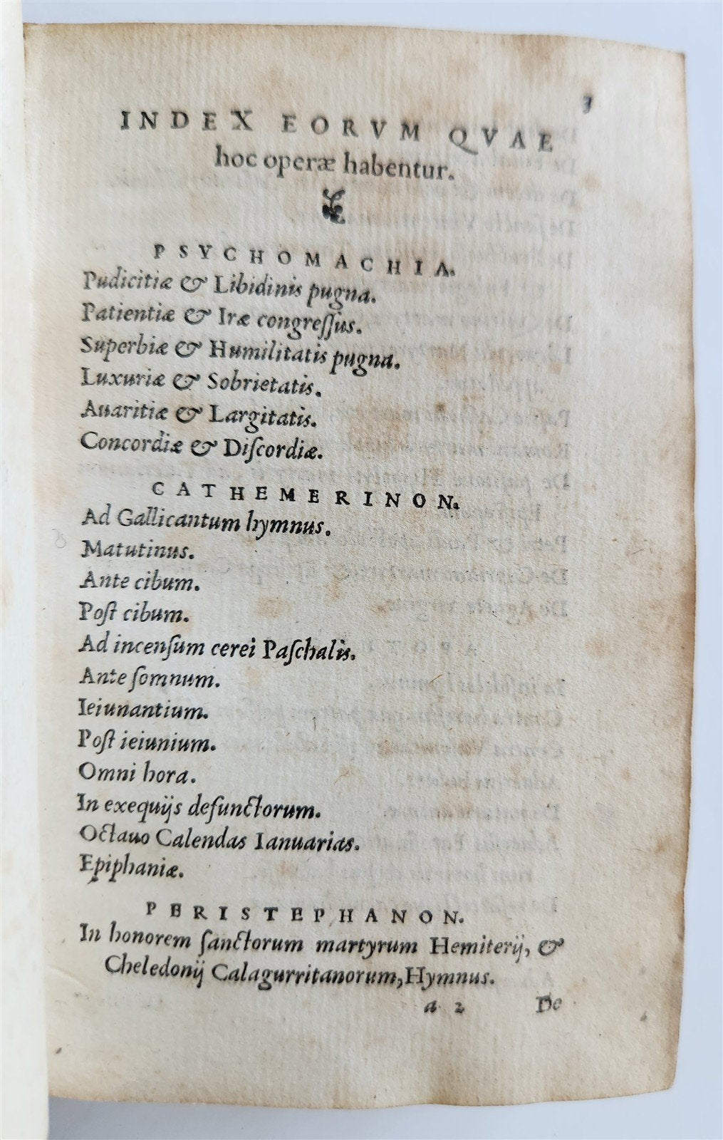 1553 POETRY by PRUDENTIUS antique 16th CENTURY vellum binding