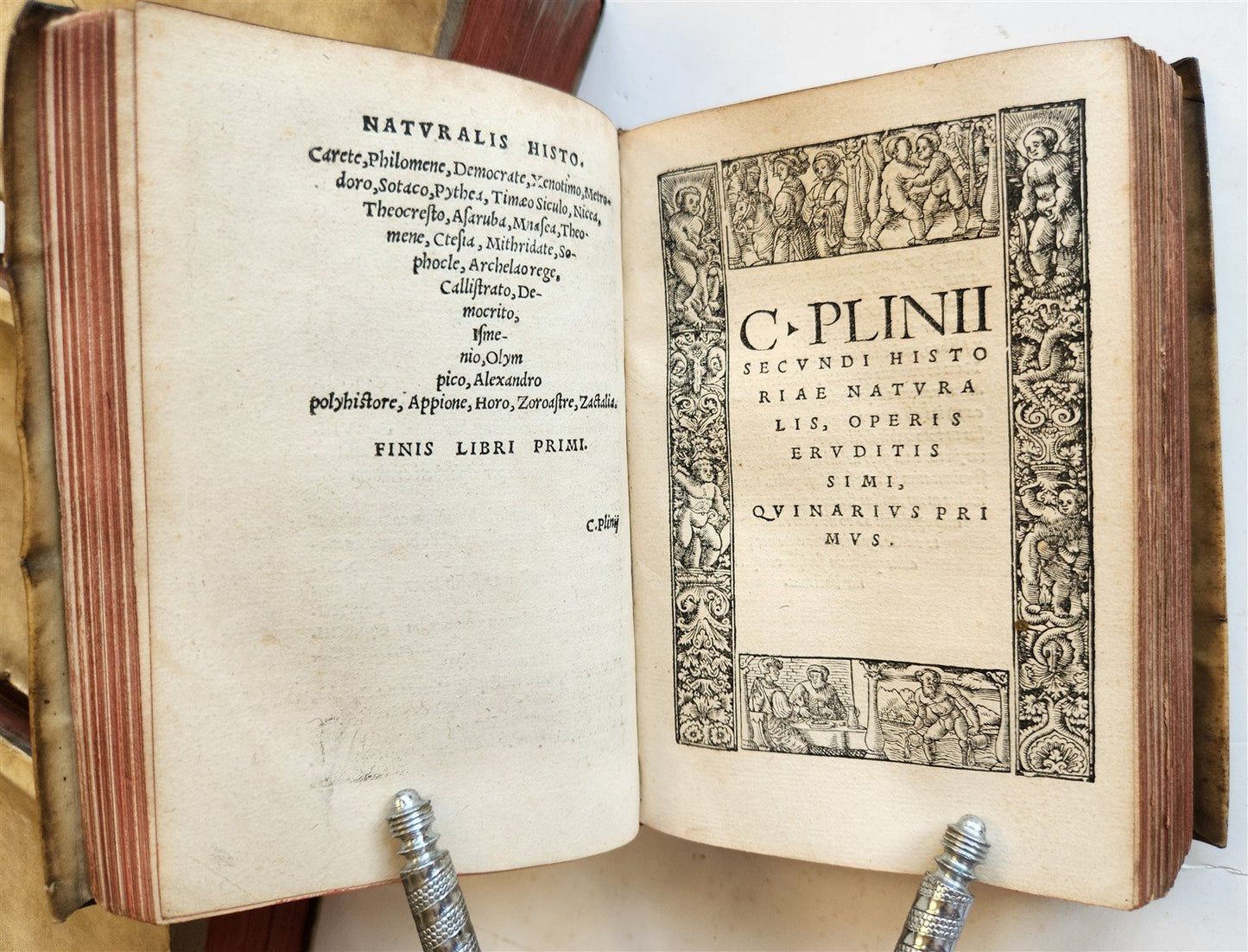 1565 PLINIUS encyclopaedia of natural history 5 VELLUM BOUND VOLUMES 16c ANTIQUE