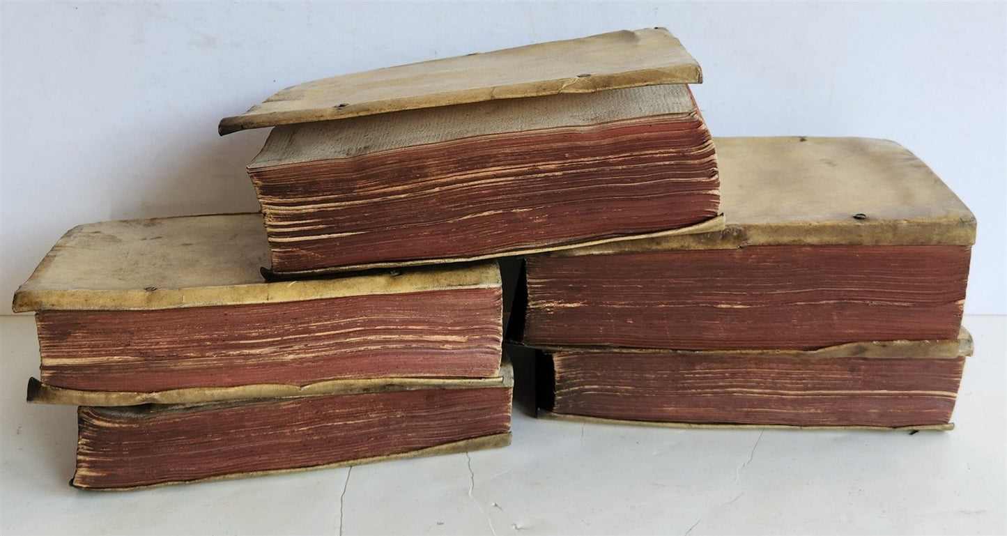 1565 PLINIUS encyclopaedia of natural history 5 VELLUM BOUND VOLUMES 16c ANTIQUE