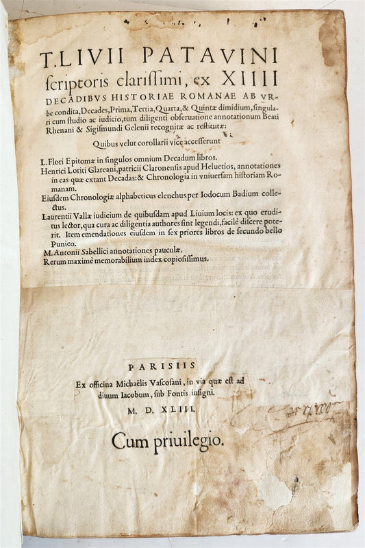 1542 ROMAN HISTORY by TITUS LIVIUS antique 16th CENTURY FOLIO
