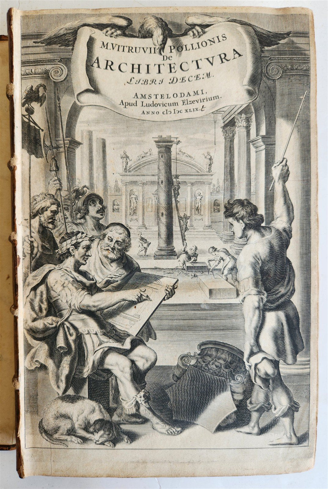 1649 ARCHITECTURE by VITRUVIUS antique ILLUSTRATED ELZEVIR FOLIO De Architectura