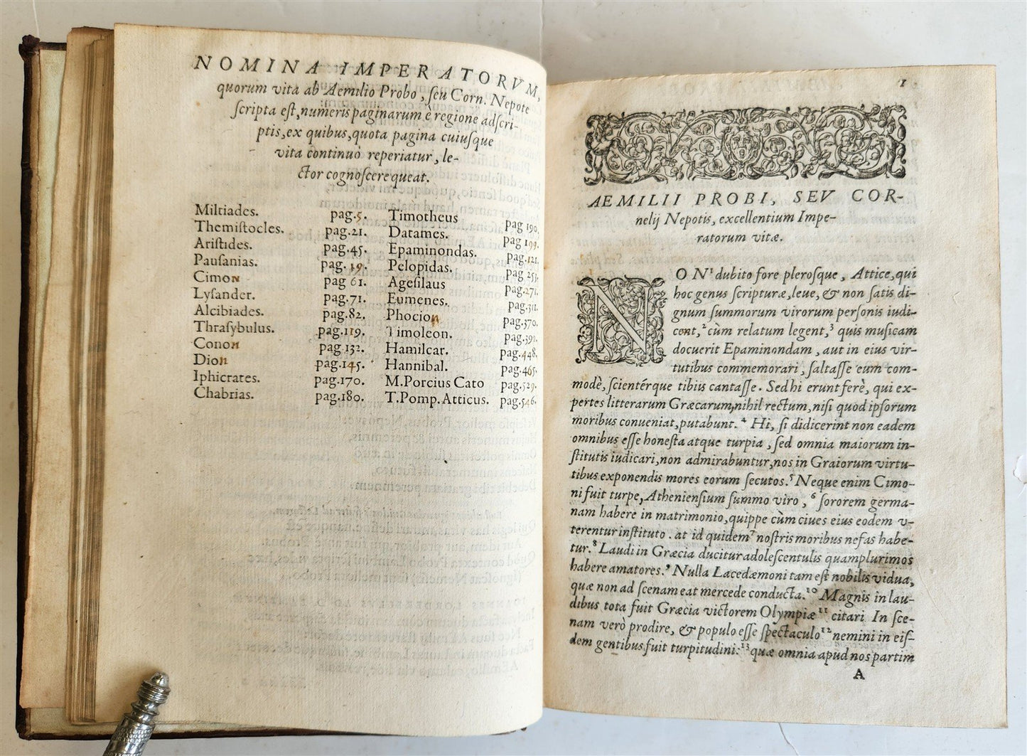 1569 Cornelius NEPOS Liber de vita excellentium imperatorum 16th CENTURY antique