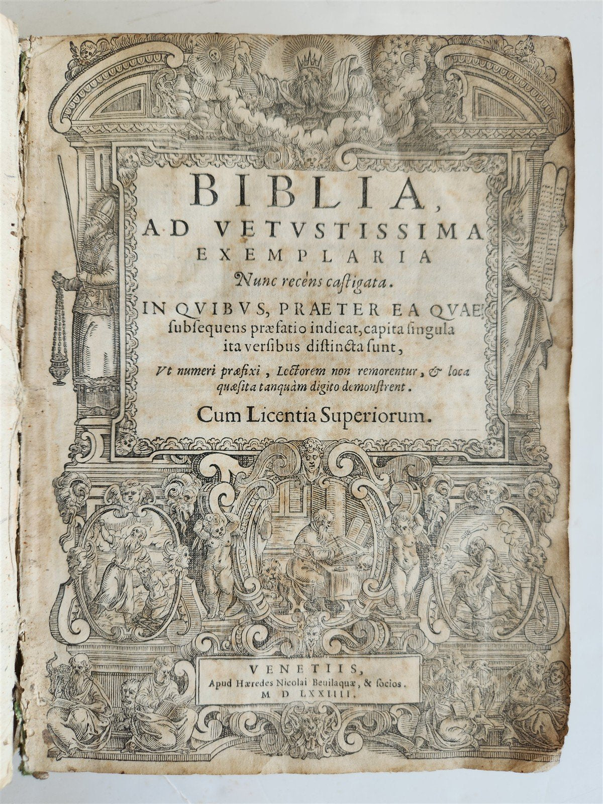 1574 BIBLE in LATIN antique 600 WOODCUTS by Hans Holbein & Bernard Salomon RARE