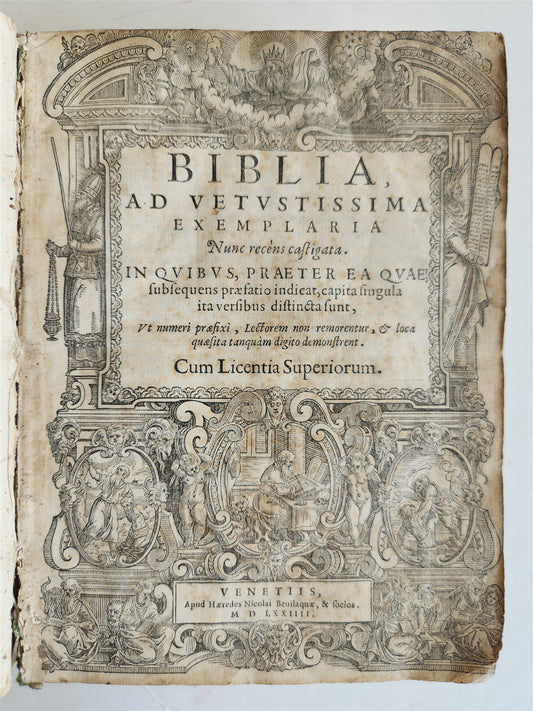 1574 BIBLE in LATIN antique 600 WOODCUTS by Hans Holbein & Bernard Salomon RARE