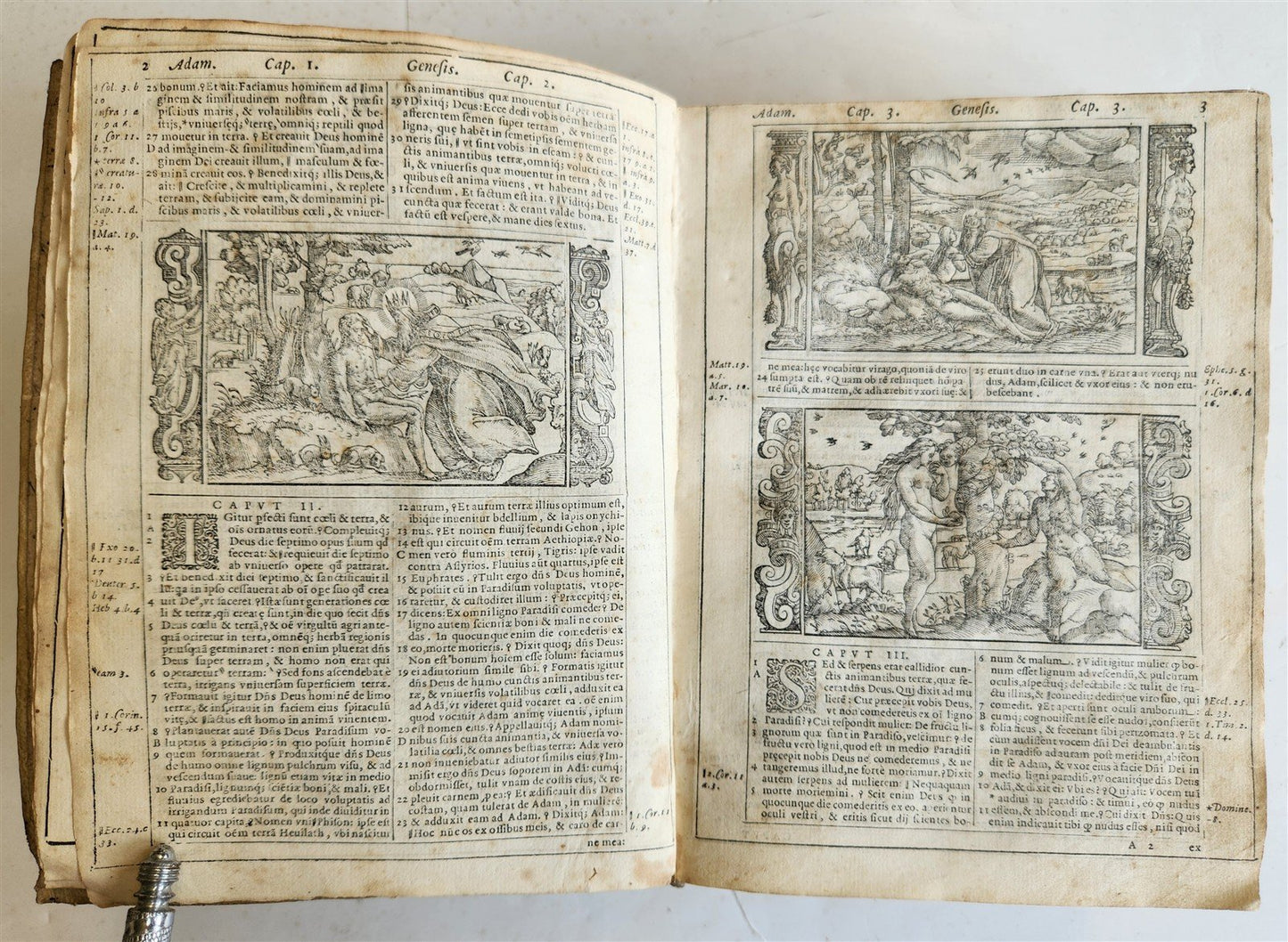 1574 BIBLE in LATIN antique 600 WOODCUTS by Hans Holbein & Bernard Salomon RARE