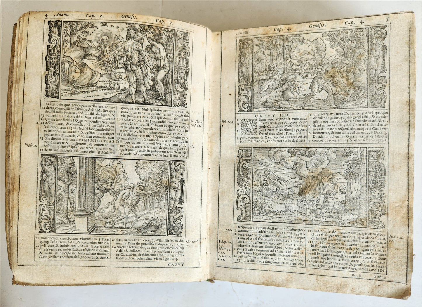 1574 BIBLE in LATIN antique 600 WOODCUTS by Hans Holbein & Bernard Salomon RARE