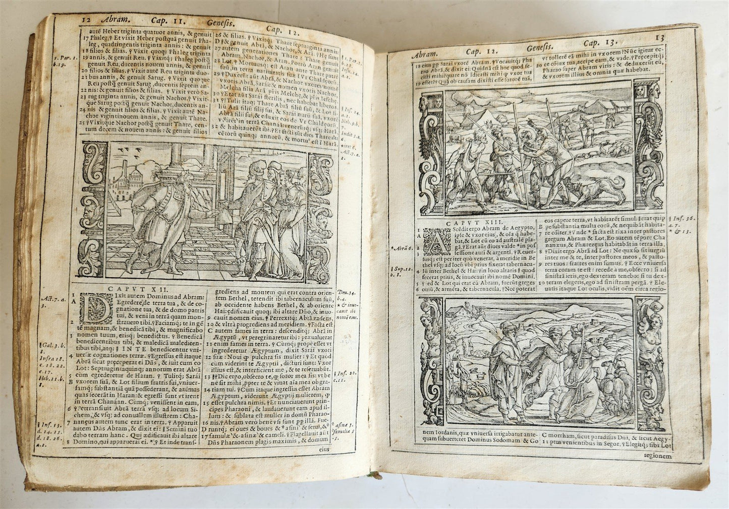1574 BIBLE in LATIN antique 600 WOODCUTS by Hans Holbein & Bernard Salomon RARE