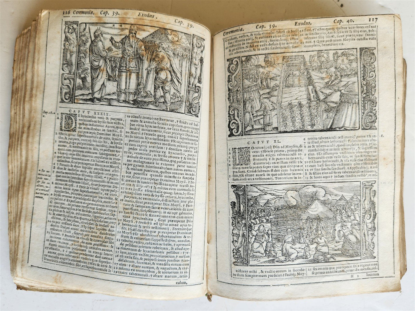 1574 BIBLE in LATIN antique 600 WOODCUTS by Hans Holbein & Bernard Salomon RARE