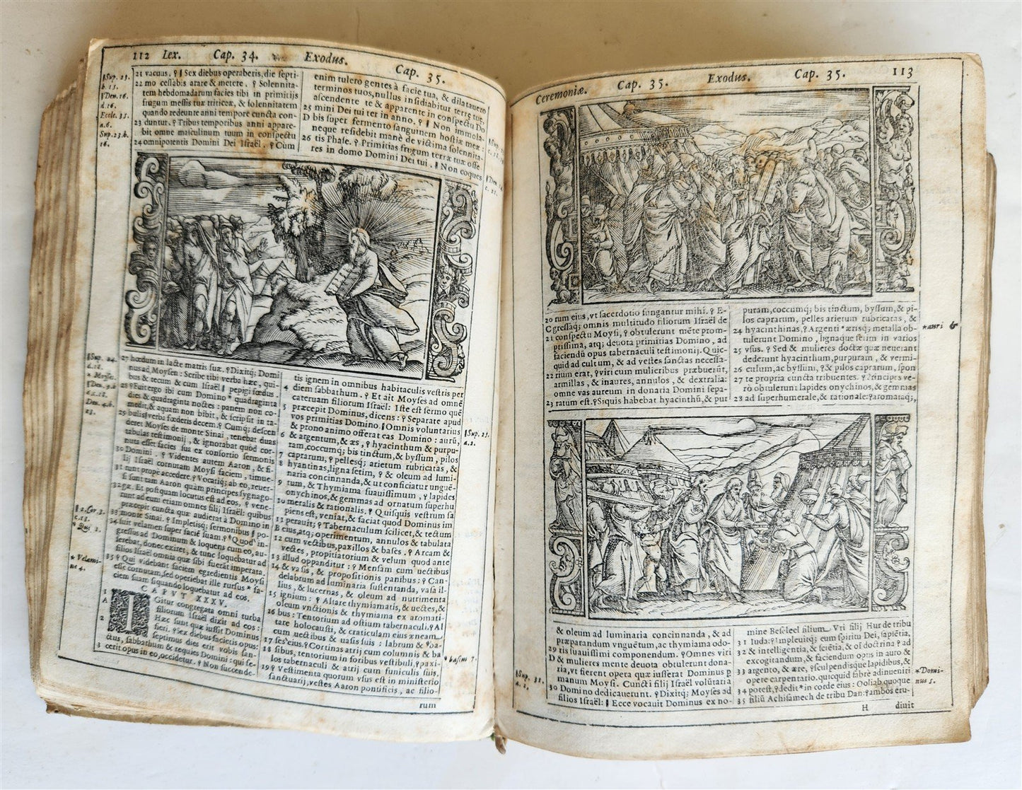 1574 BIBLE in LATIN antique 600 WOODCUTS by Hans Holbein & Bernard Salomon RARE