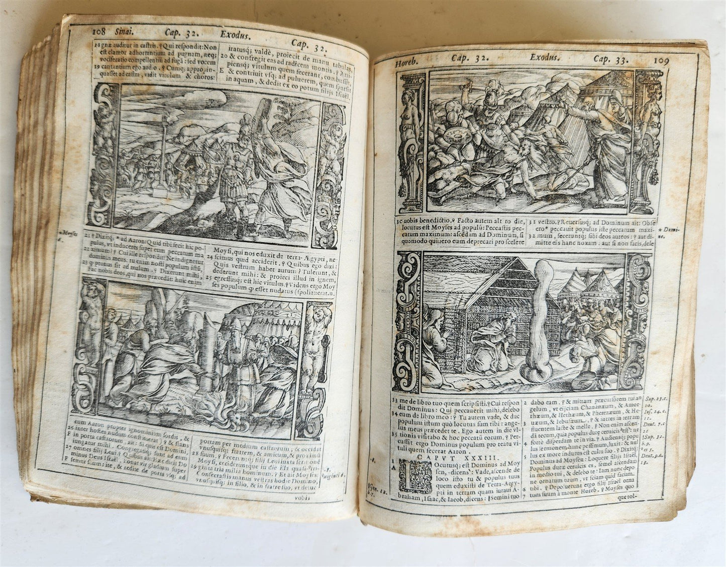 1574 BIBLE in LATIN antique 600 WOODCUTS by Hans Holbein & Bernard Salomon RARE
