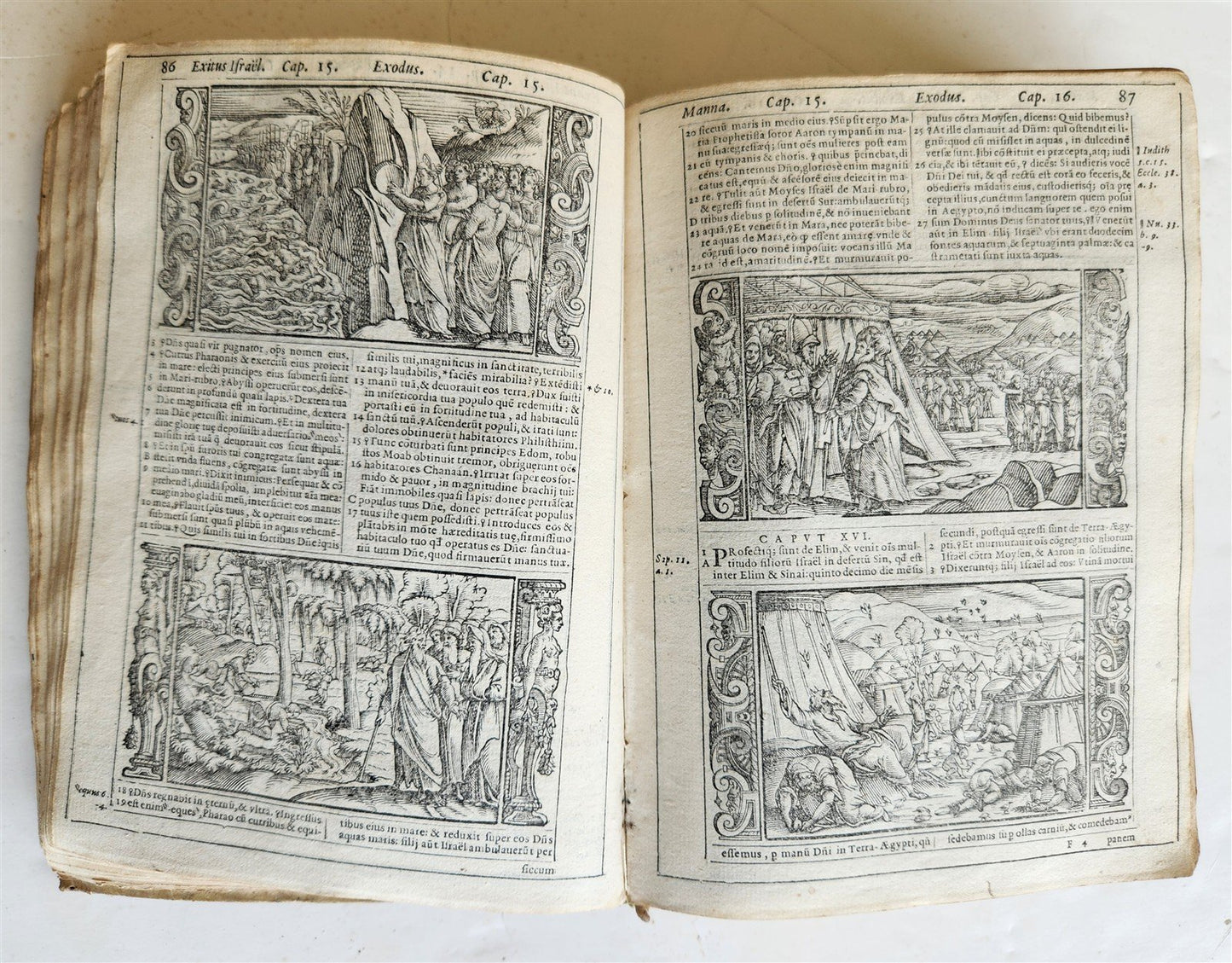 1574 BIBLE in LATIN antique 600 WOODCUTS by Hans Holbein & Bernard Salomon RARE