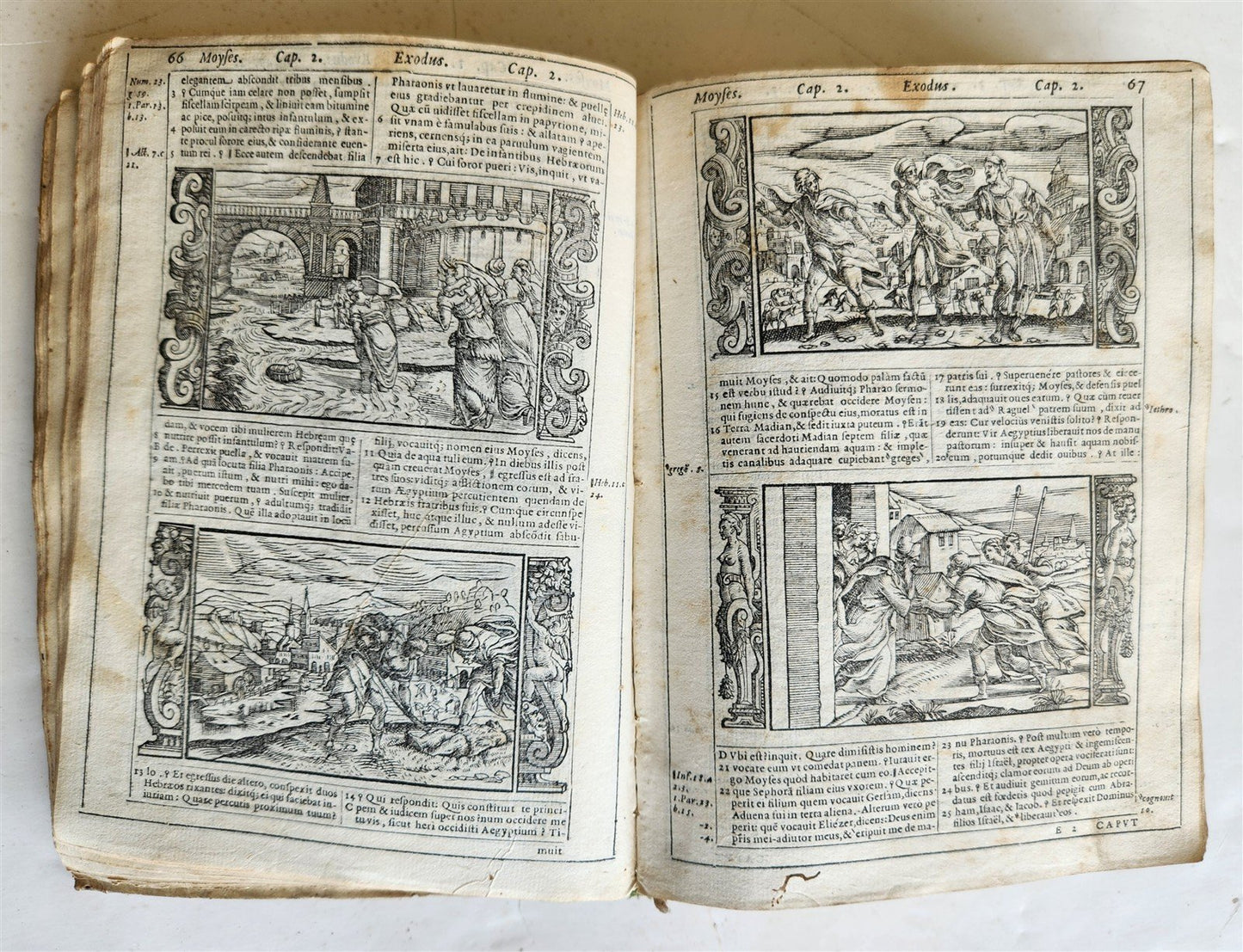 1574 BIBLE in LATIN antique 600 WOODCUTS by Hans Holbein & Bernard Salomon RARE