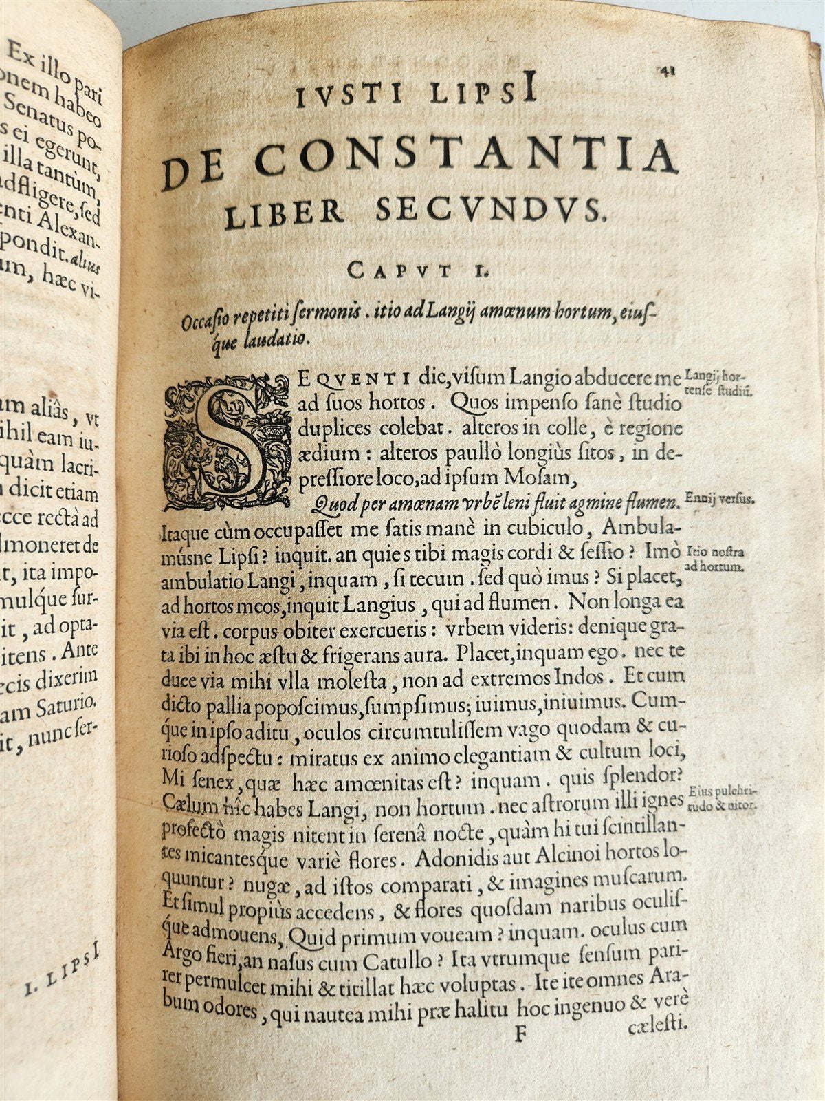 1615 LIPSIUS PHILOSOPHICAL DIALOGUE antique PLANTIN PRESS De constantia VELLUM