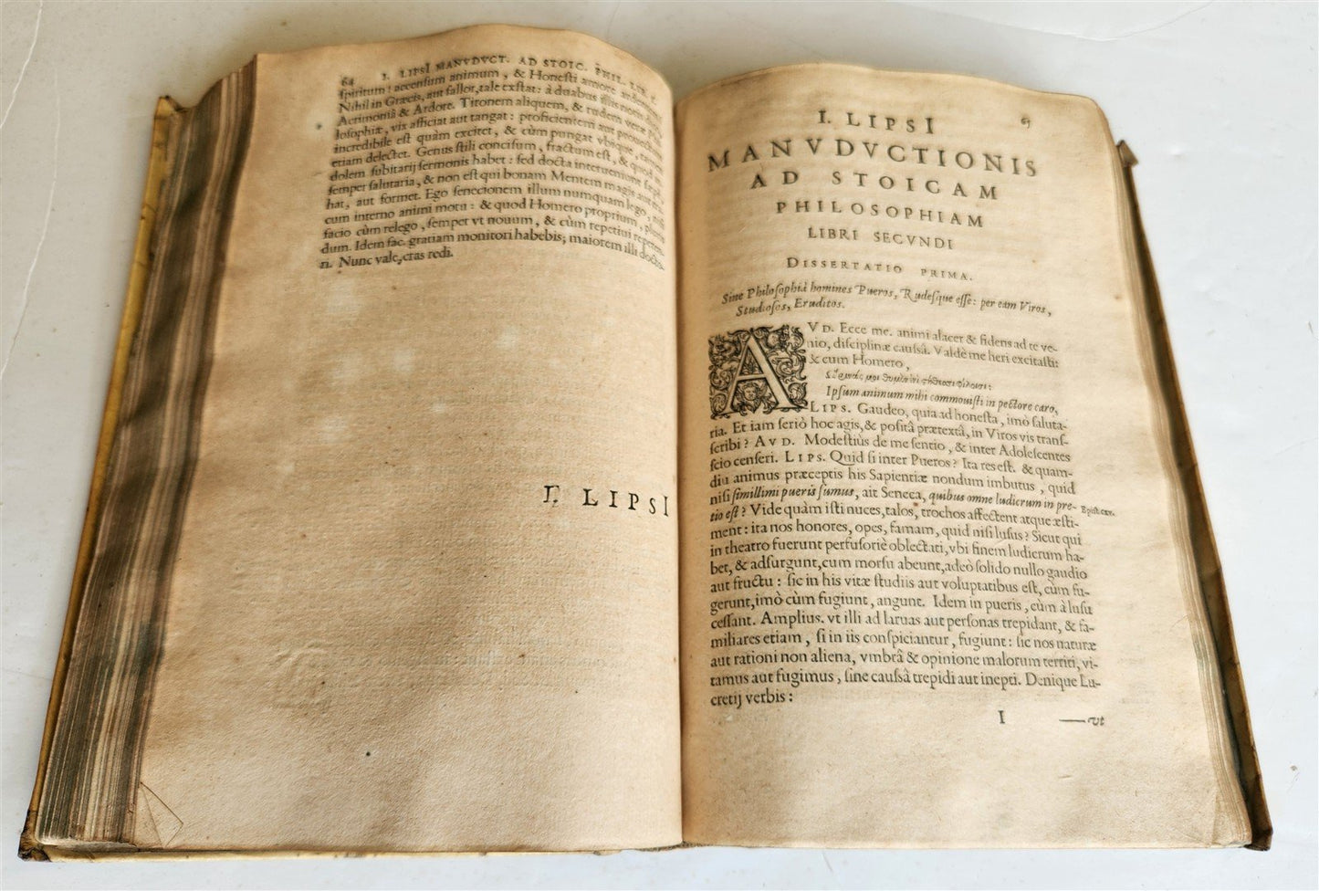 1615 LIPSIUS PHILOSOPHICAL DIALOGUE antique PLANTIN PRESS De constantia VELLUM