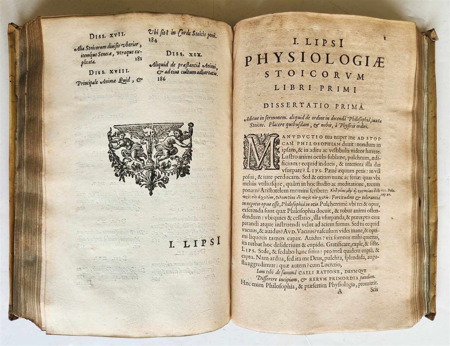 1615 LIPSIUS PHILOSOPHICAL DIALOGUE antique PLANTIN PRESS De constantia VELLUM