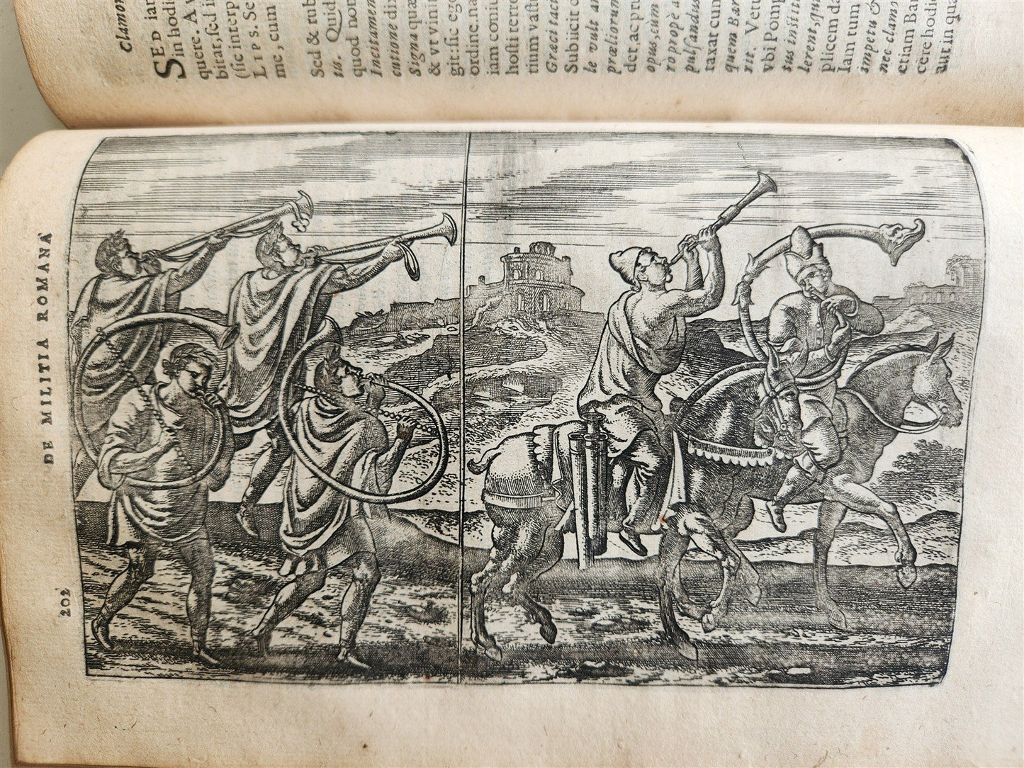 1598 DE MILITIA ROMANA CRUCE LIPSIUS antique ILLUSTRATED WARFARE Plantin vellum