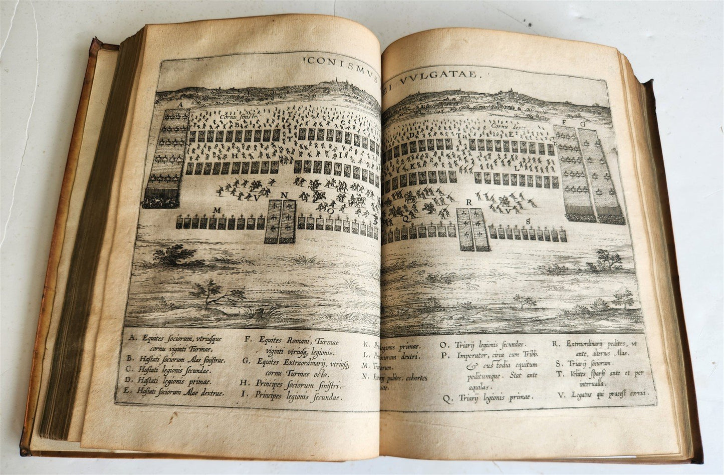 1598 DE MILITIA ROMANA CRUCE LIPSIUS antique ILLUSTRATED WARFARE Plantin vellum