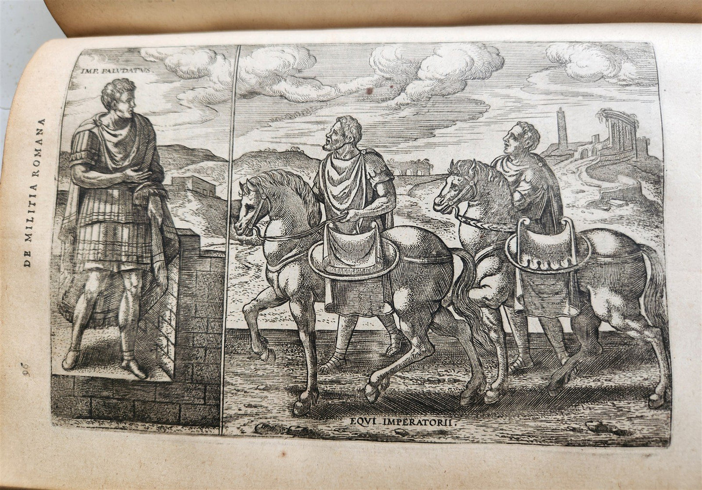1598 DE MILITIA ROMANA CRUCE LIPSIUS antique ILLUSTRATED WARFARE Plantin vellum
