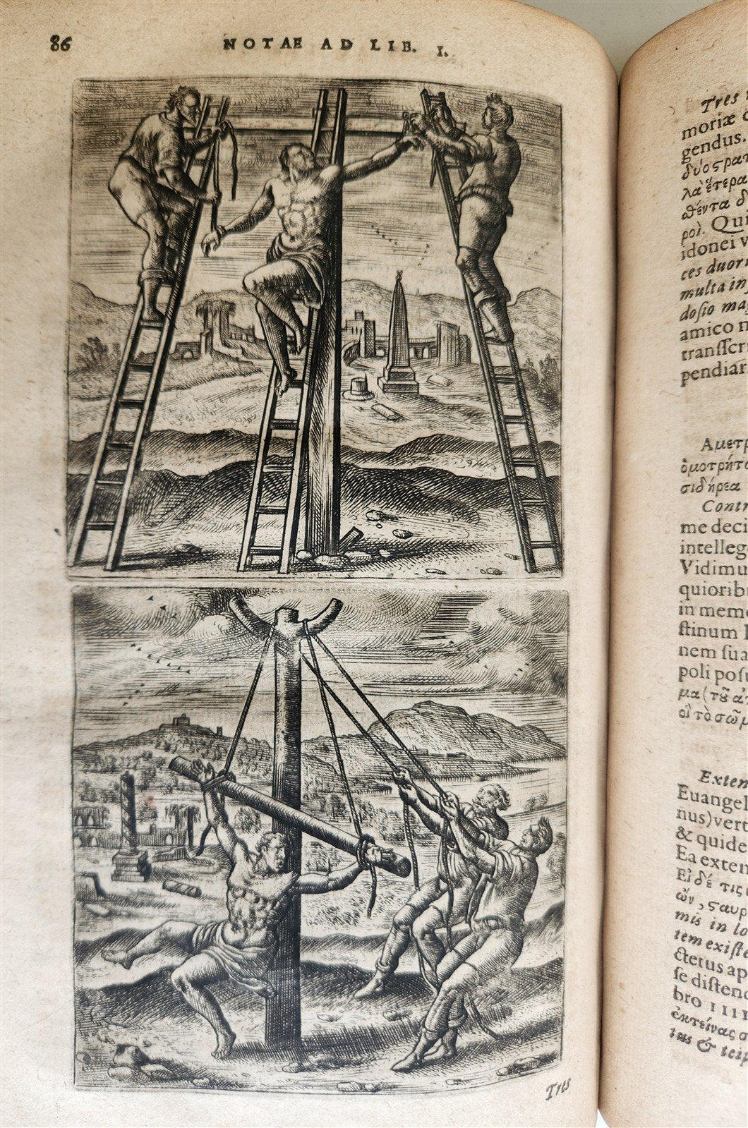 1598 DE MILITIA ROMANA CRUCE LIPSIUS antique ILLUSTRATED WARFARE Plantin vellum