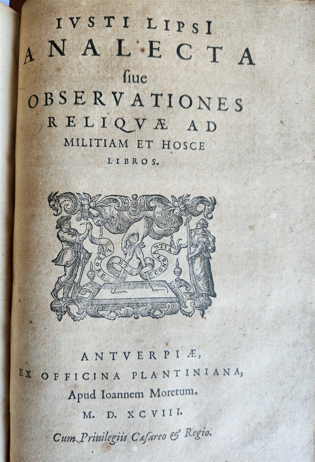1598 DE MILITIA ROMANA CRUCE LIPSIUS antique ILLUSTRATED WARFARE Plantin vellum