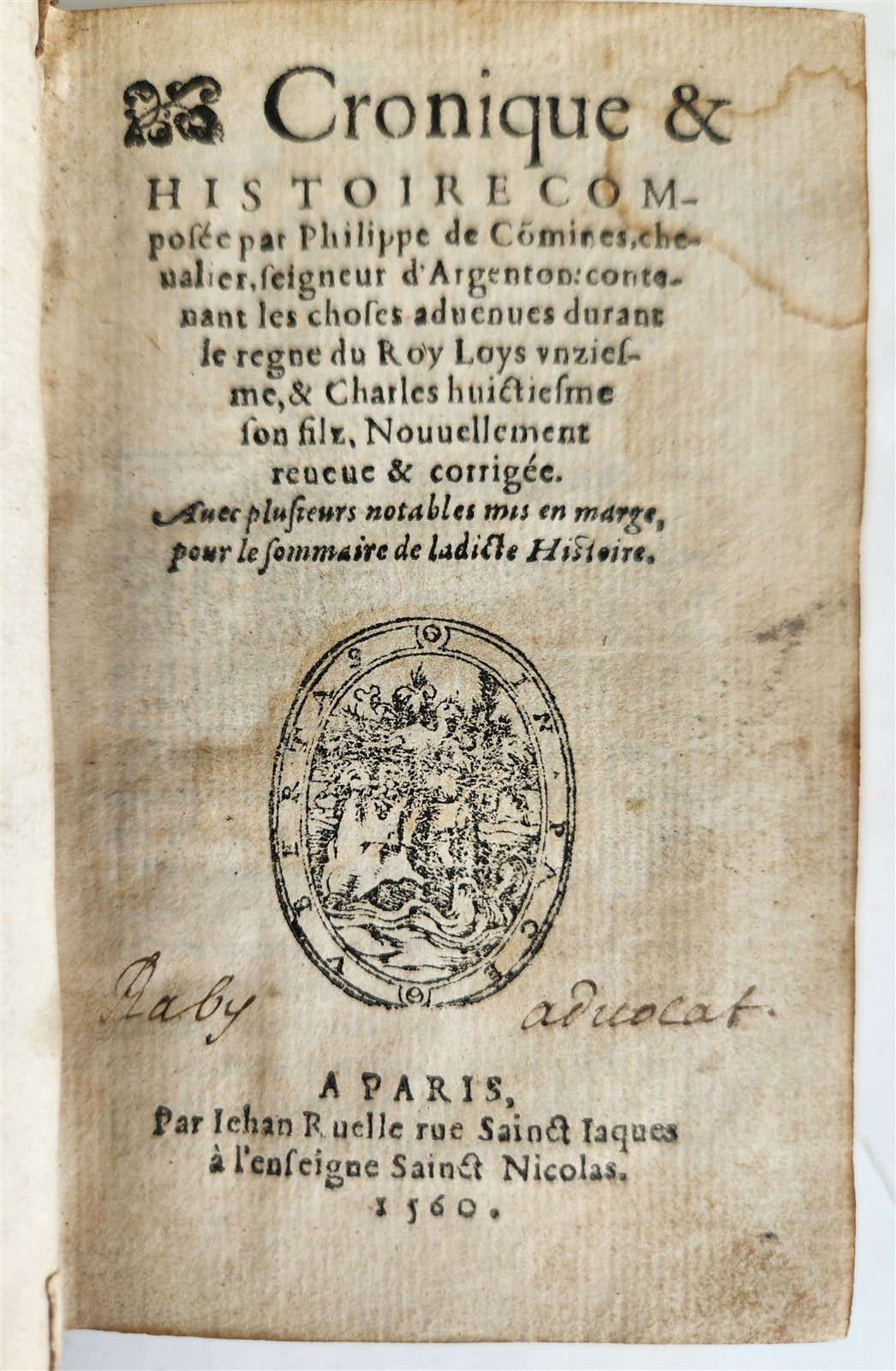 1560 HISTORY of FRANCE by Philippe de Commynes antique Reign of King Louis XI