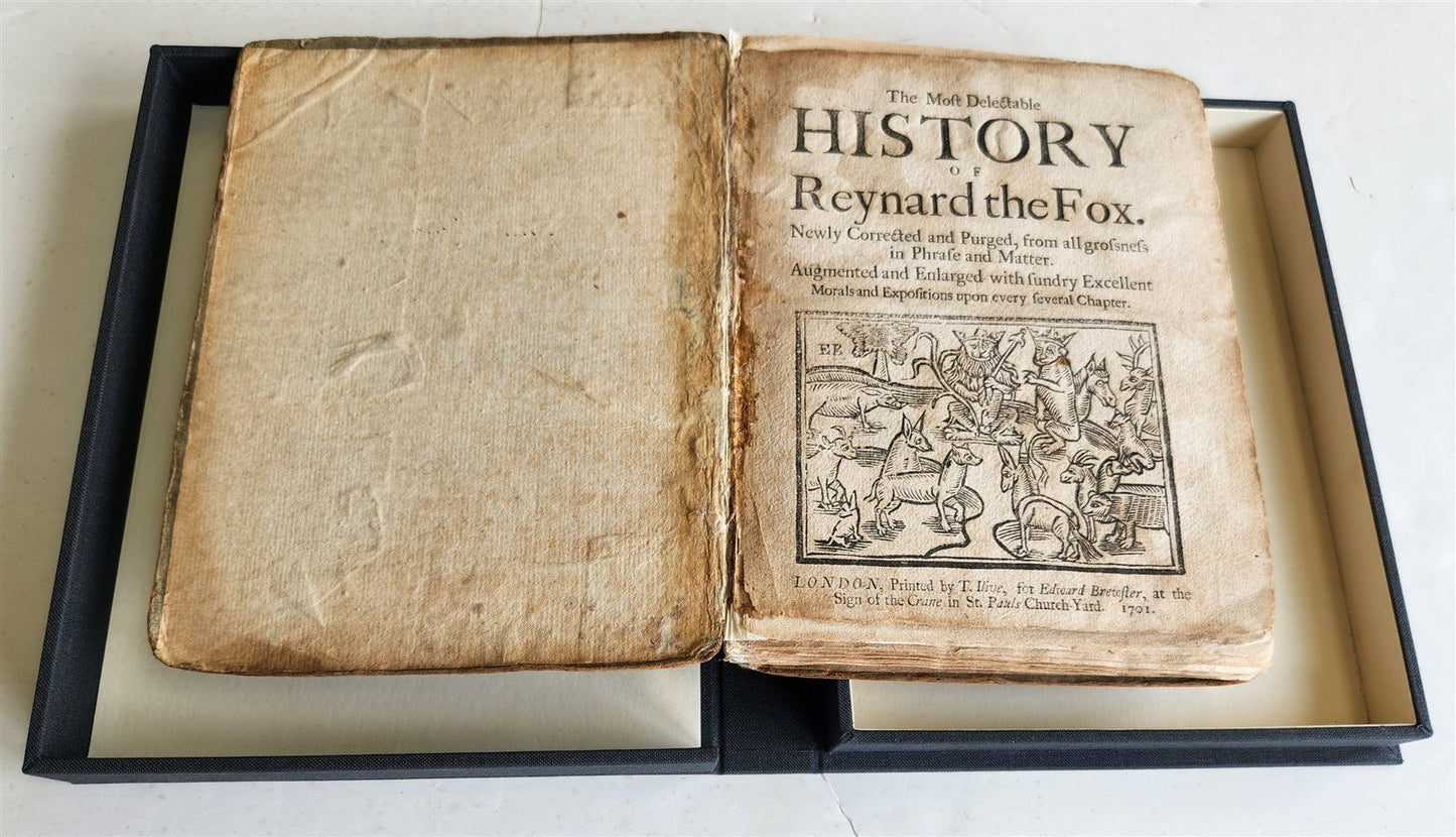 1701 REYNARD THE FOX in ENGLISH antique ILLUSTRATED w/ WOODCUTS